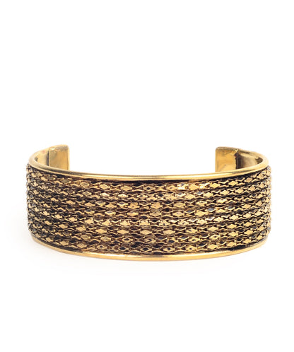 Gold-Polished Alloy Brass Antique Designer Cuff Bangle - The Pari