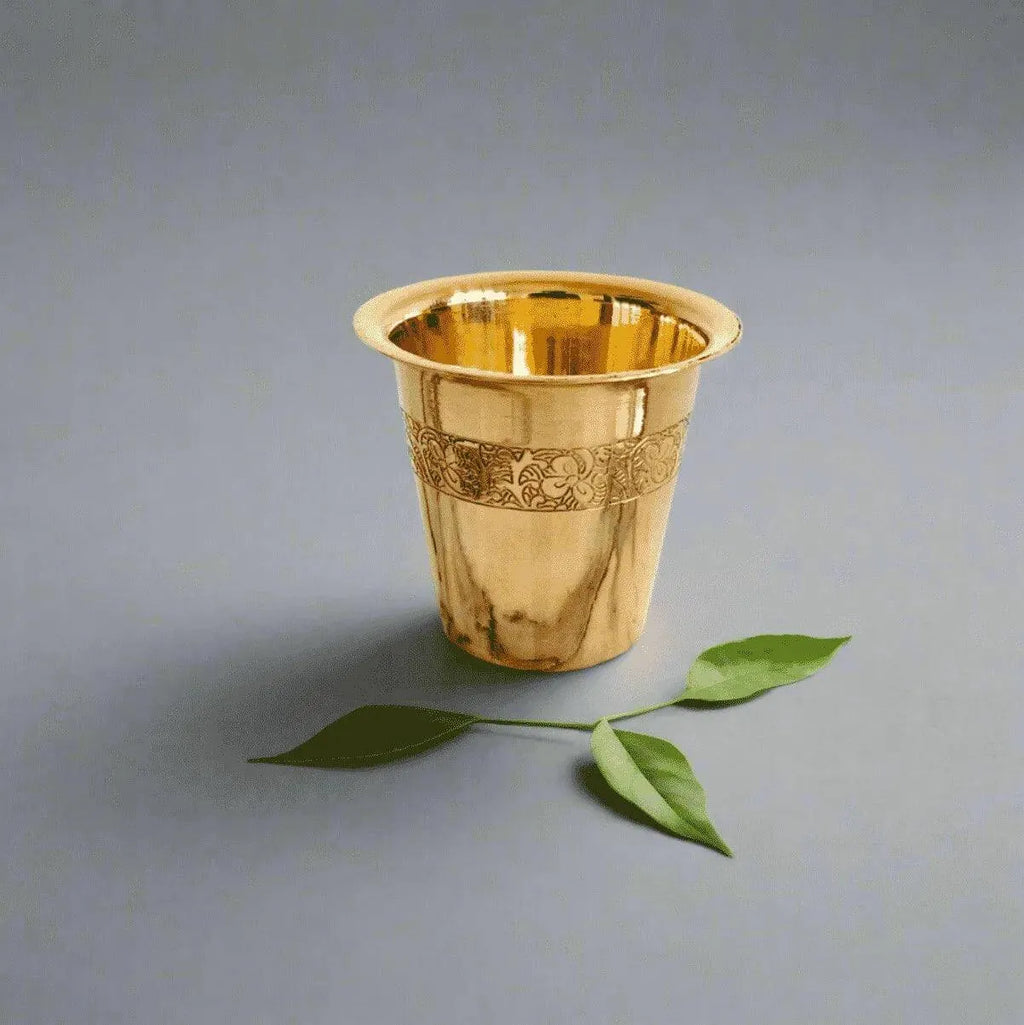 Zishta Brass Etched Tea Glass Traditional Serveware