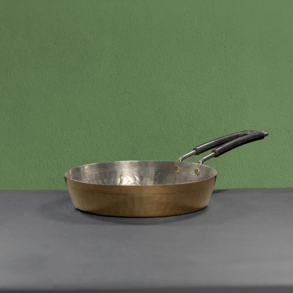 Zishta Brass Fry Pan with Heat Resistant Long Handle