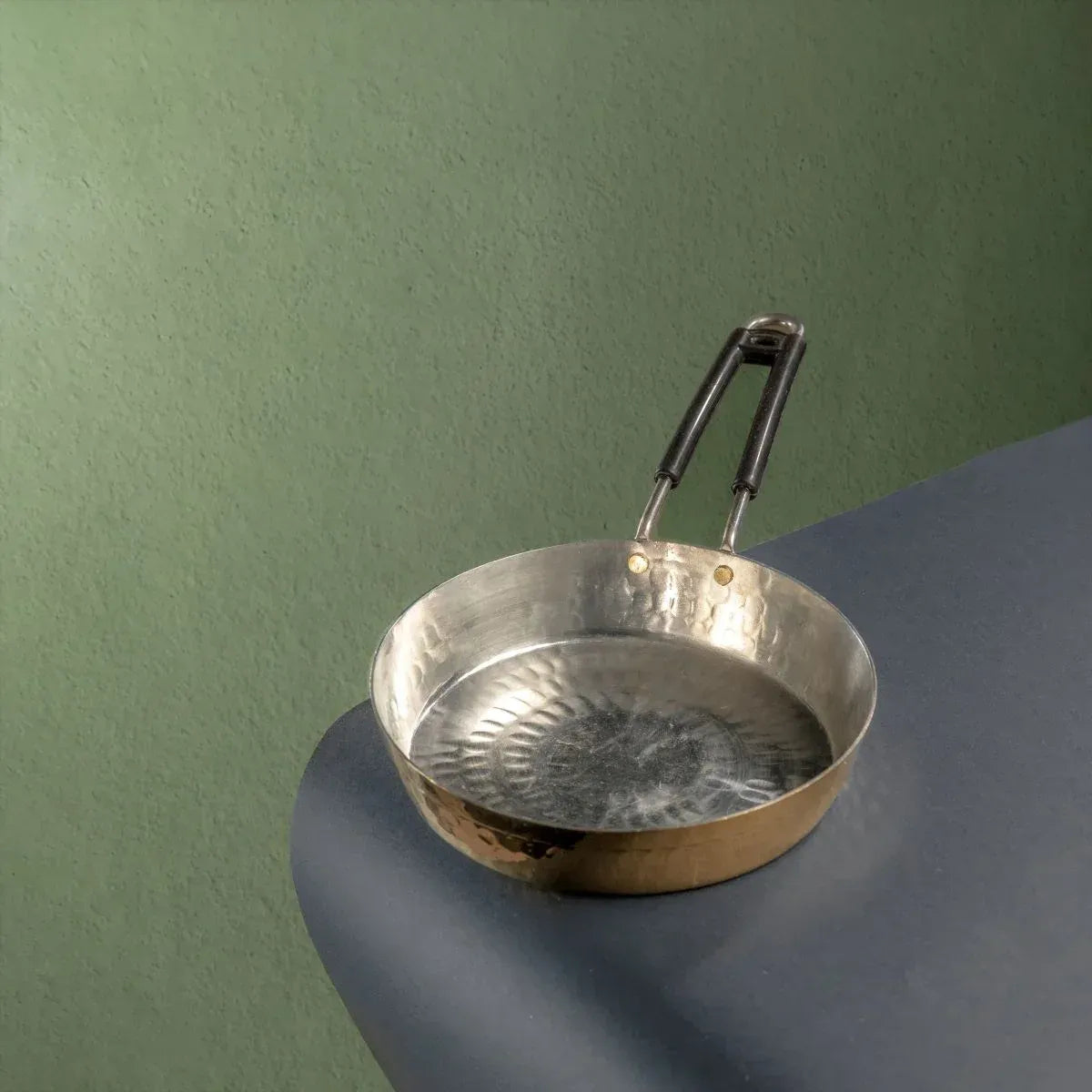 Zishta Brass Fry Pan with Heat Resistant Long Handle