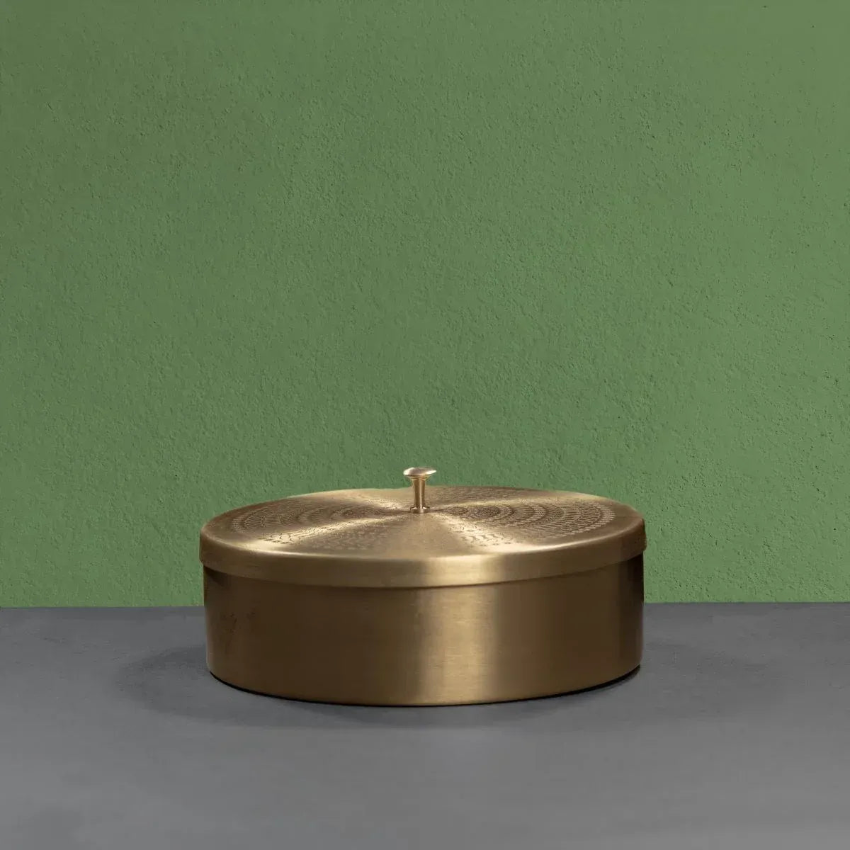 Zishta Brass Roti Chapati Box Mandala Art Design with Tong