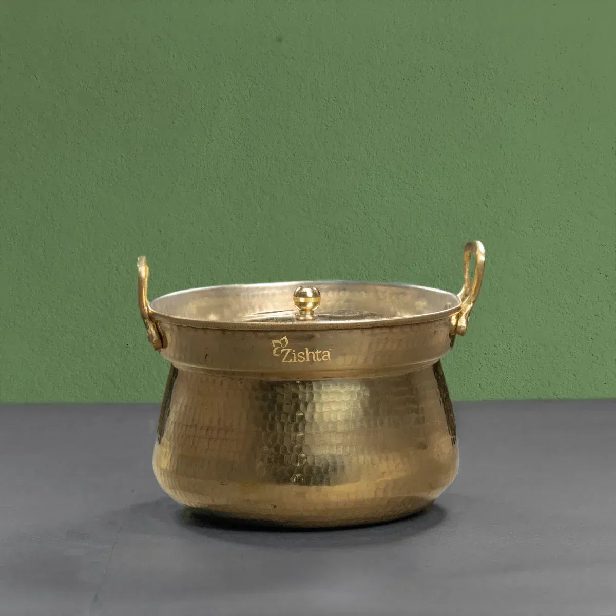 Zishta Shakuntala Brass Pot Handcrafted Traditional Cooking Vessel Tin Coated