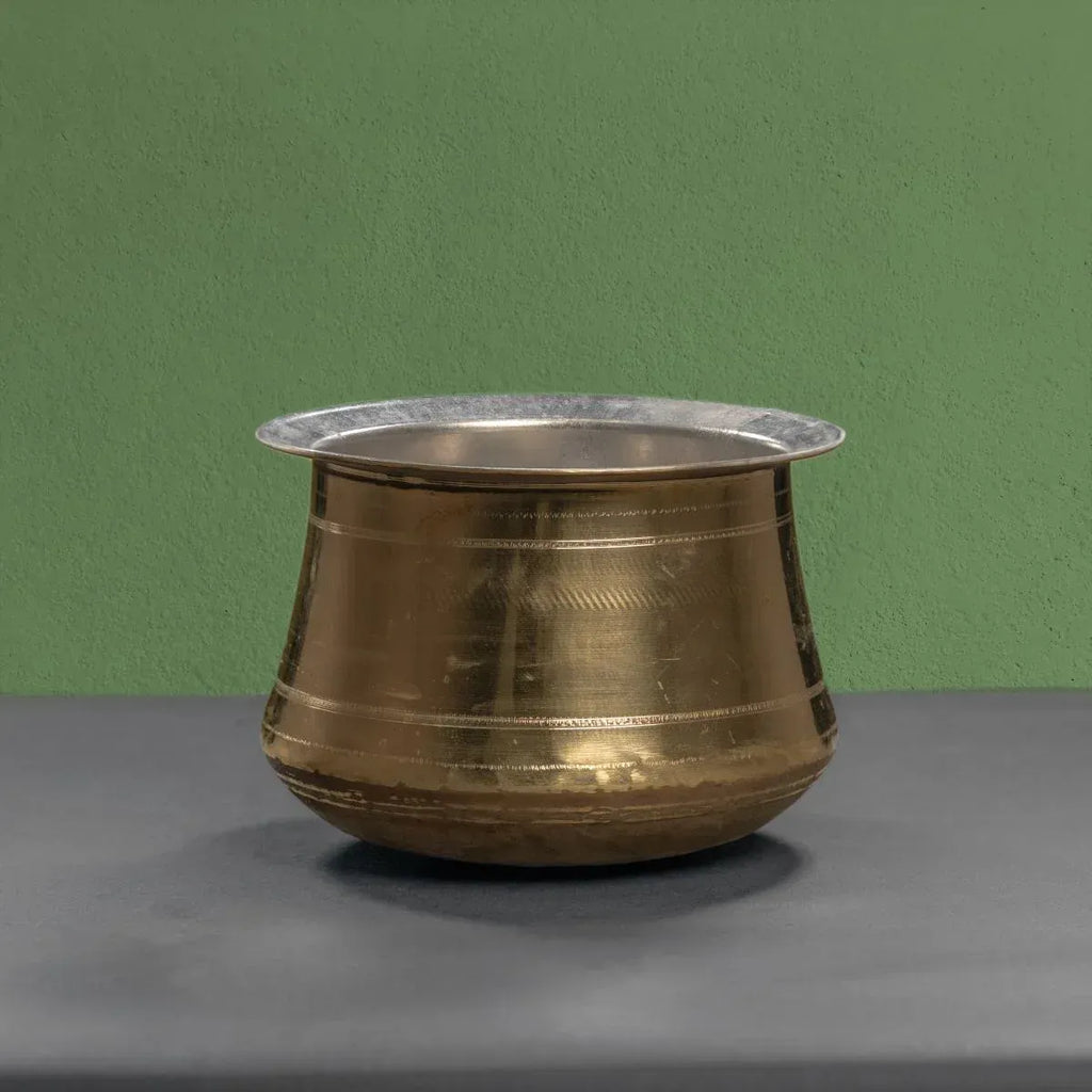 Zishta Brass Rice Pot with Tin Coating - Medium