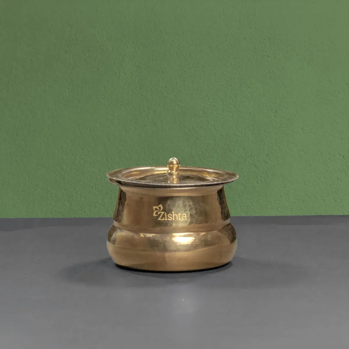 Zishta Shakuntala Brass Ghee Pot with Spoon and Lid