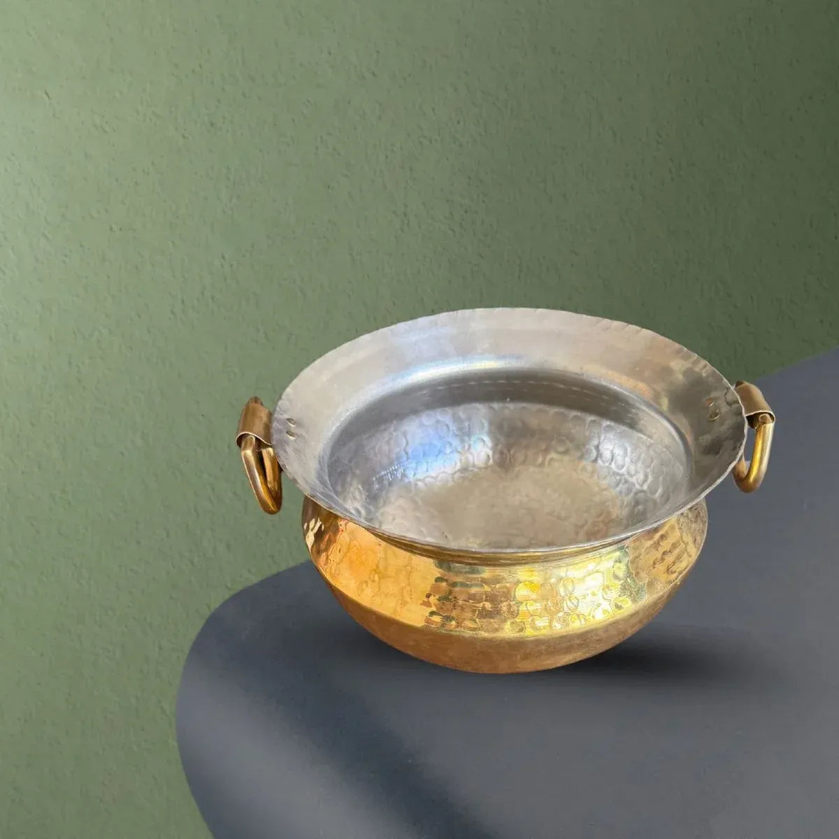 Zishta Brass Sipri with Lid Handcrafted Traditional Vessel