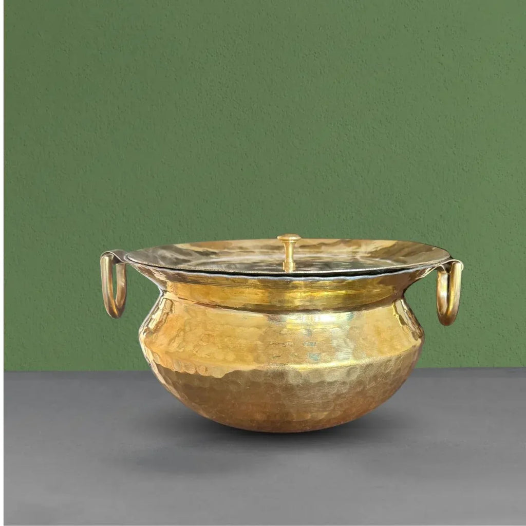 Zishta Brass Sipri with Lid Handcrafted Traditional Vessel
