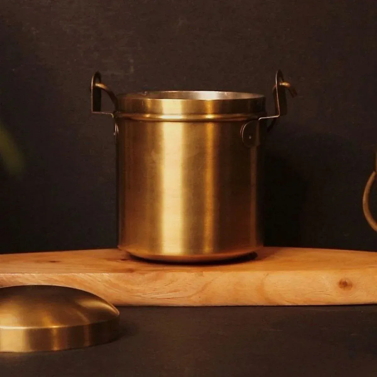 Zishta Brass Storage Container Antique Thooku Chatti