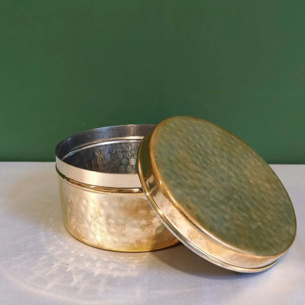 Zishta Brass Storage Dabba Hammered Container