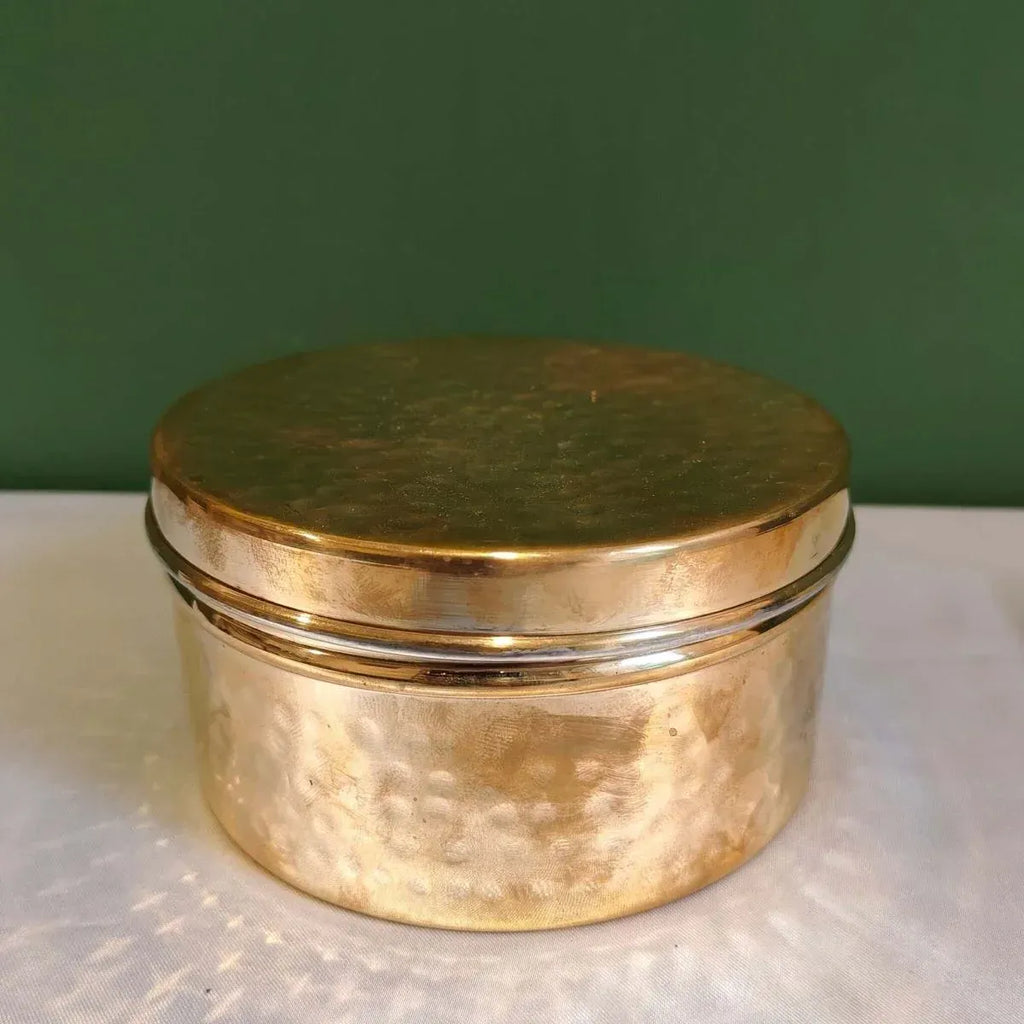 Zishta Brass Storage Dabba Hammered Container