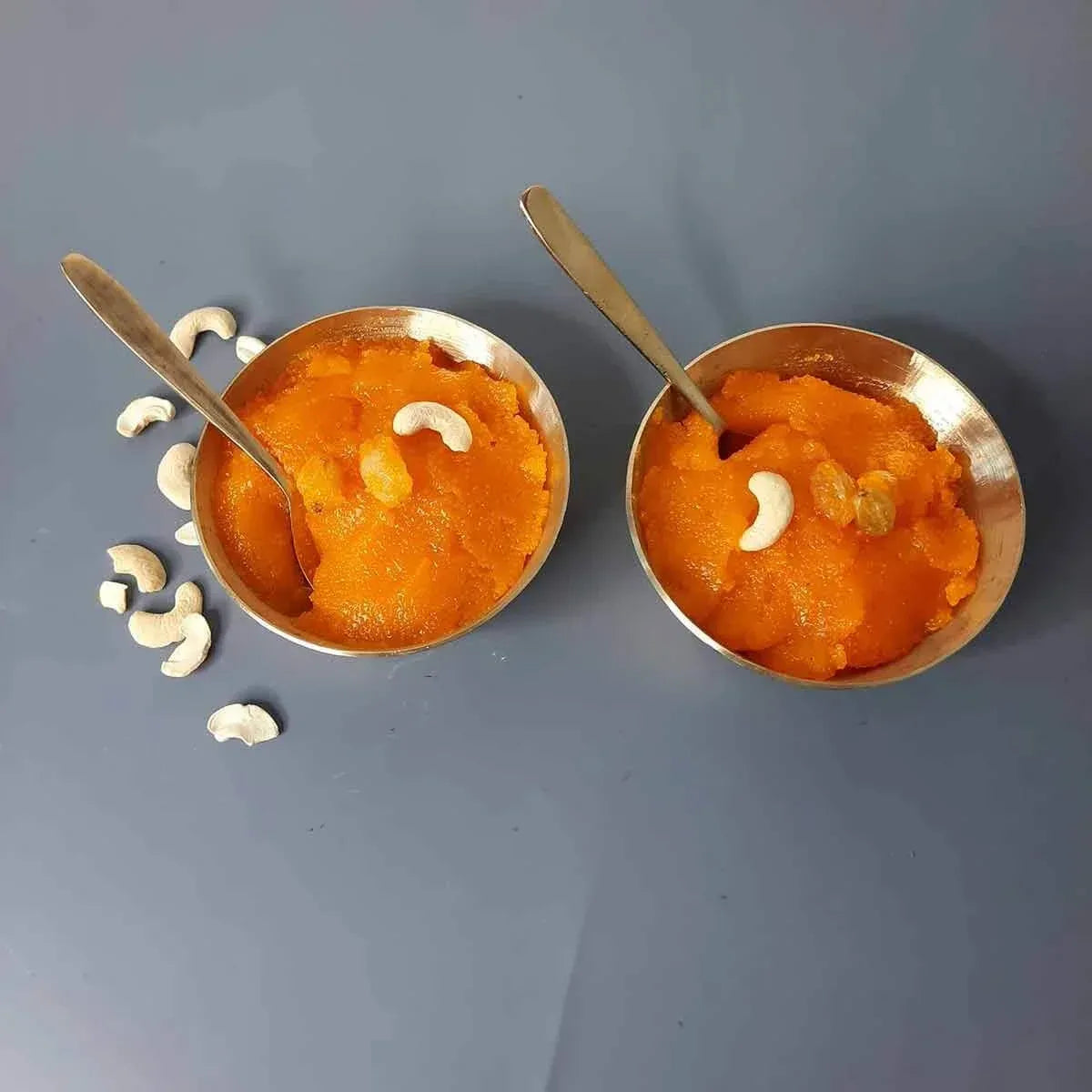 Zishta Bronze Kansa Dessert Bowls Set of 2 with Spoons