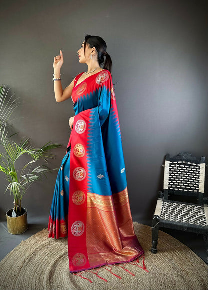 Joban Fashion Red Butti Banarasi Silk Sarees