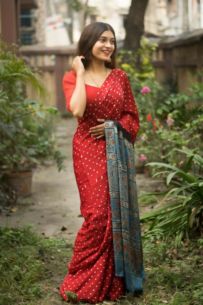 Aayaa Designer Printed Satin Saree - Multi Color