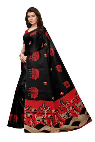 Vamika Latest Black Color Kalamkari With Jhalar Khadi Silk Saree