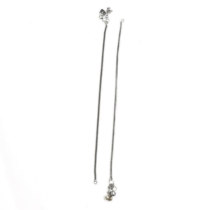 Mominos Fashion Kamal Johar Oxidised Silver Simple Anklets