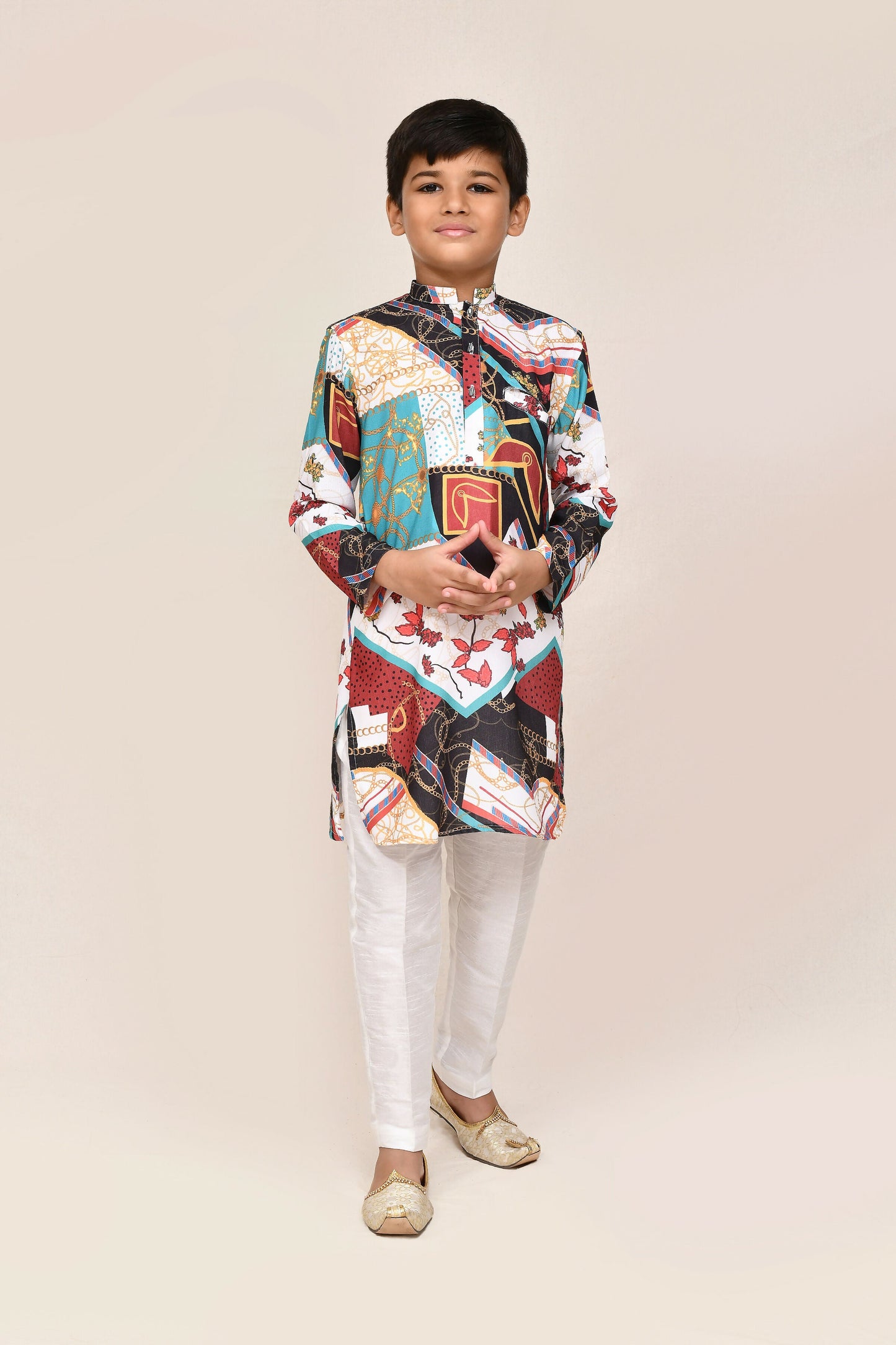 Joban Fashion Cotton Silk Multicolor Kurta With Straight Fit Pant
