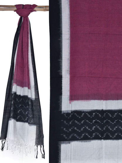Burgundy Pochampally Ikat Cotton Handloom Stole - Global Threads