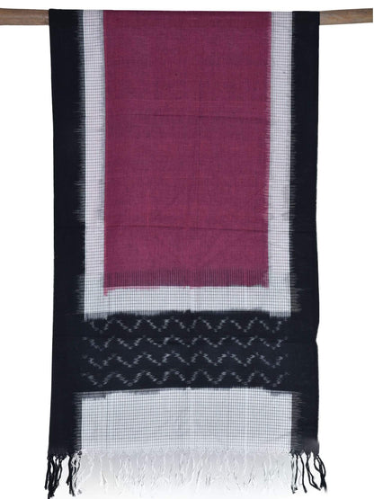Burgundy Pochampally Ikat Cotton Handloom Stole - Global Threads