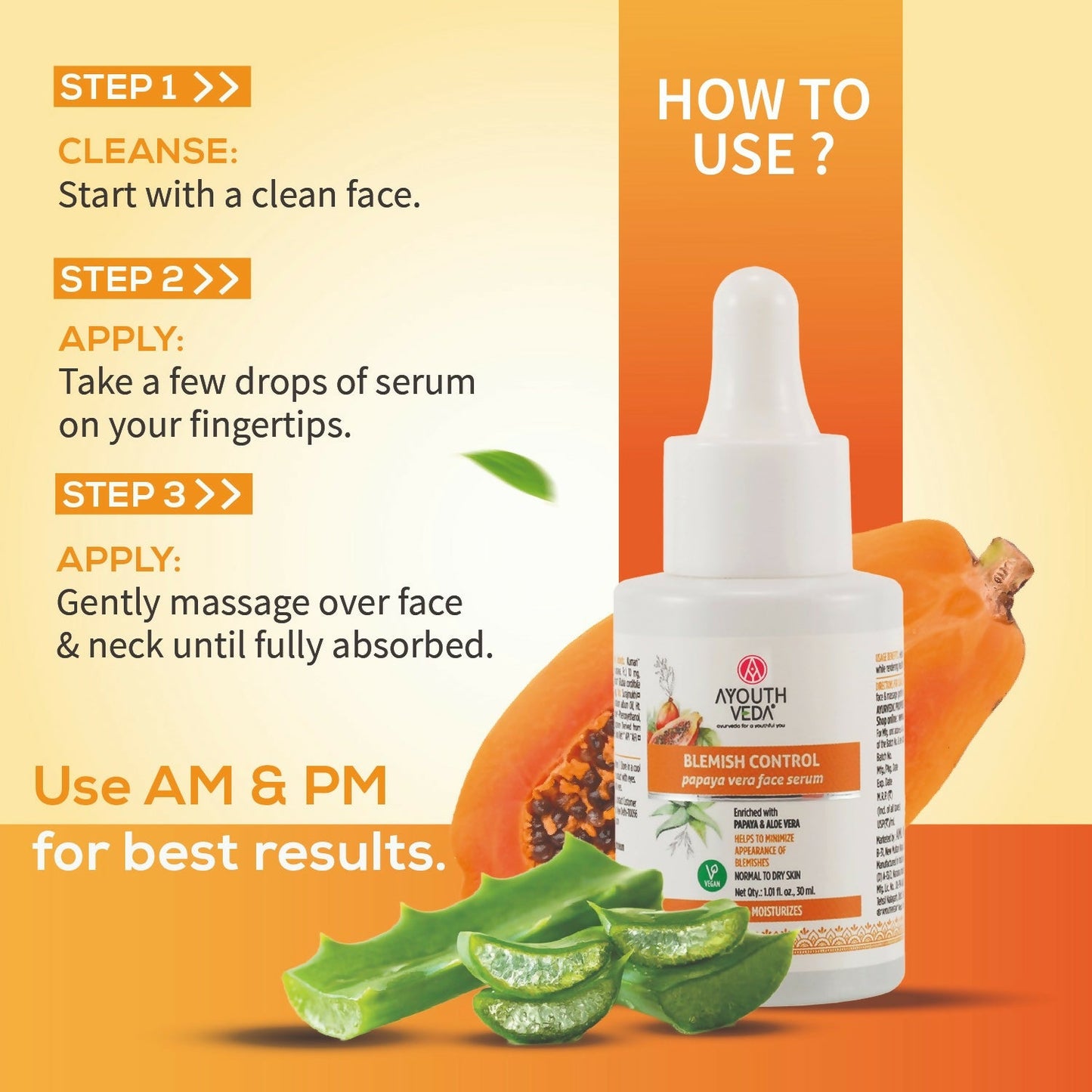 Ayouthveda Blemish Control Papaya Vera Face Serum