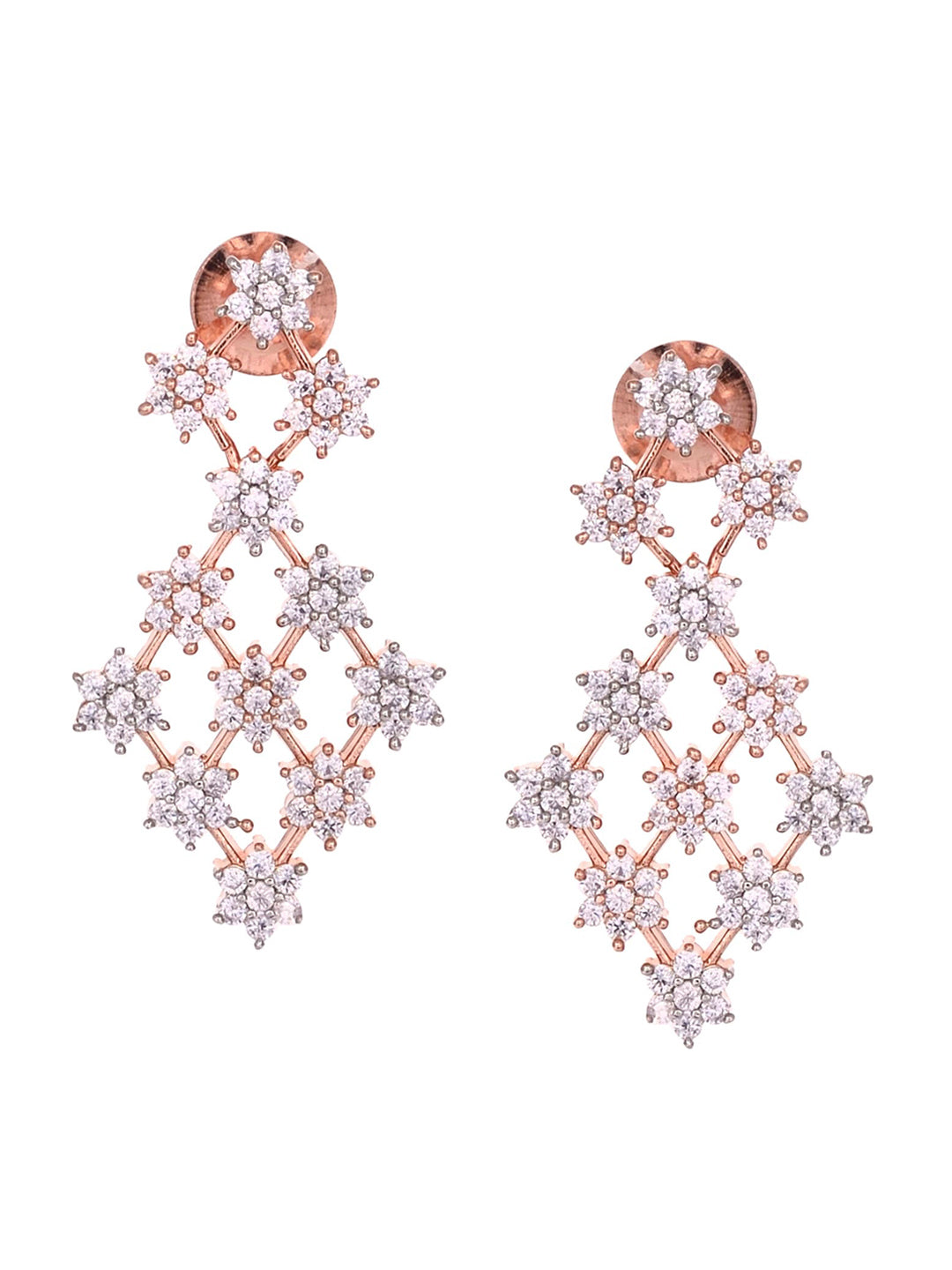 Saraf RS Jewellery White Rose Gold-Polished AD Studded Necklace Jewellery Set