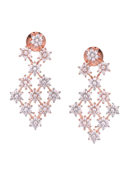 Saraf RS Jewellery White Rose Gold-Polished AD Studded Necklace Jewellery Set