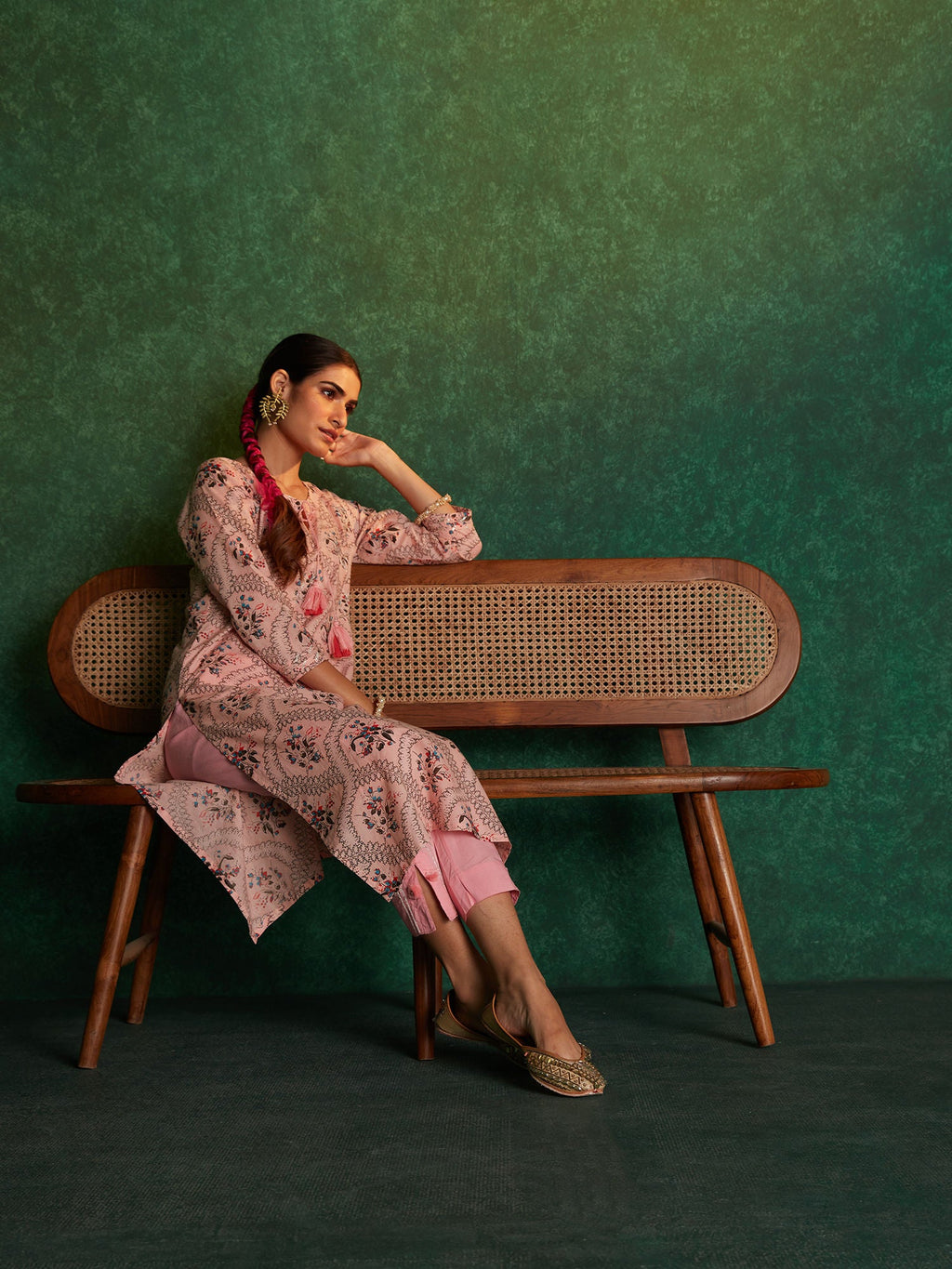 Likha Sanganeri Tales Pink Jaipuri Printed Co-ord Set LIKSKD141 (Set of 2)