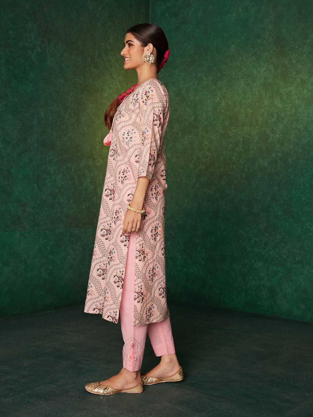 Likha Sanganeri Tales Pink Jaipuri Printed Co-ord Set LIKSKD141 (Set of 2)