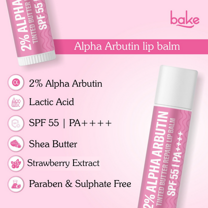 Bake 2% Alpha Arbutin Tinted Butter Brightening Lip Balm SPF 55 PA++++