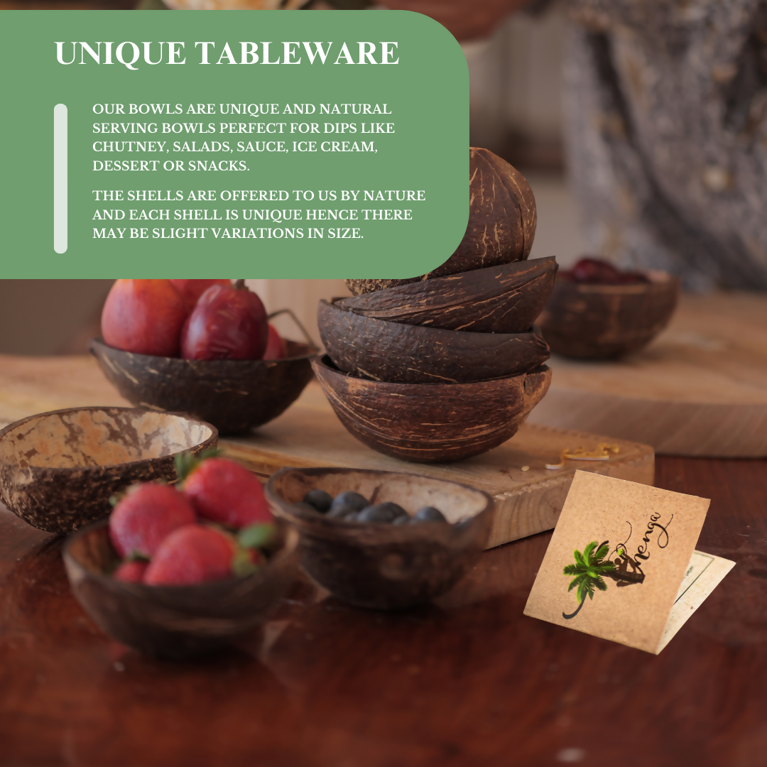 Thenga Natural Oval Coconut Shell Bowls