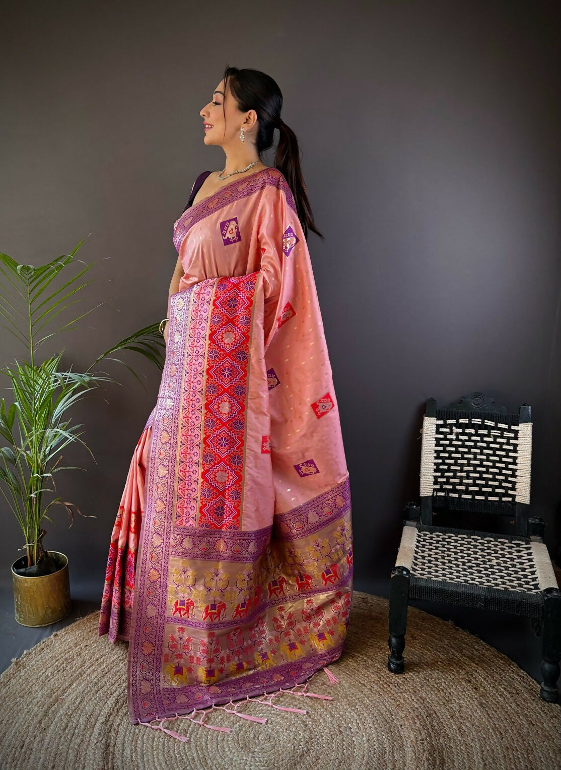 Joban Fashion Lavender Small Butti Banarasi Silk Sarees