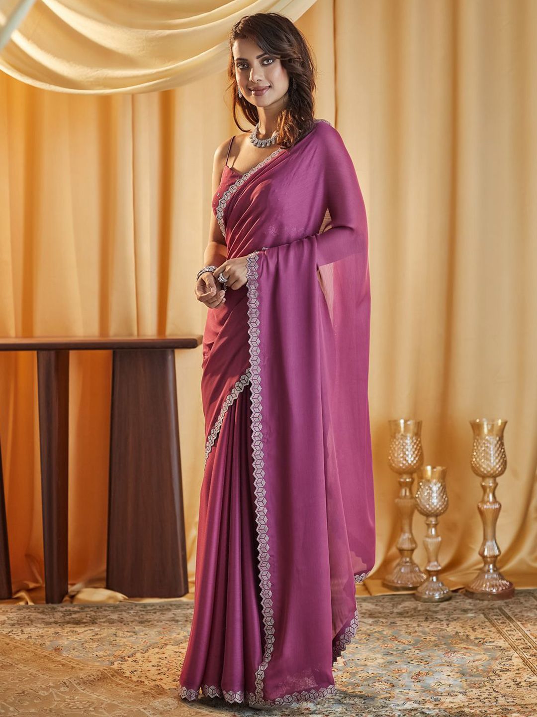 kasee Beads and Stones Pure Chiffon Saree