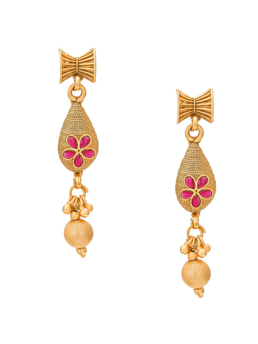 Aadita Gold-Polished Temple Choker Ruby Jewellery Set