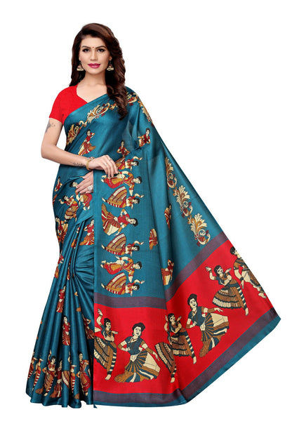 Vamika Rama Green & Red Kalamkari With Jhalar Khadi Silk Saree
