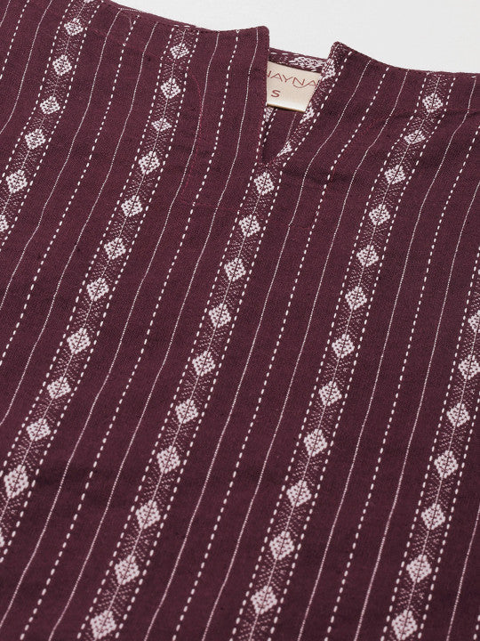 Anayna Women Kantha Work Dobby Cotton Kurta