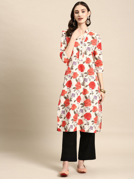 Anayna Women Floral Printed Cotton Kurta