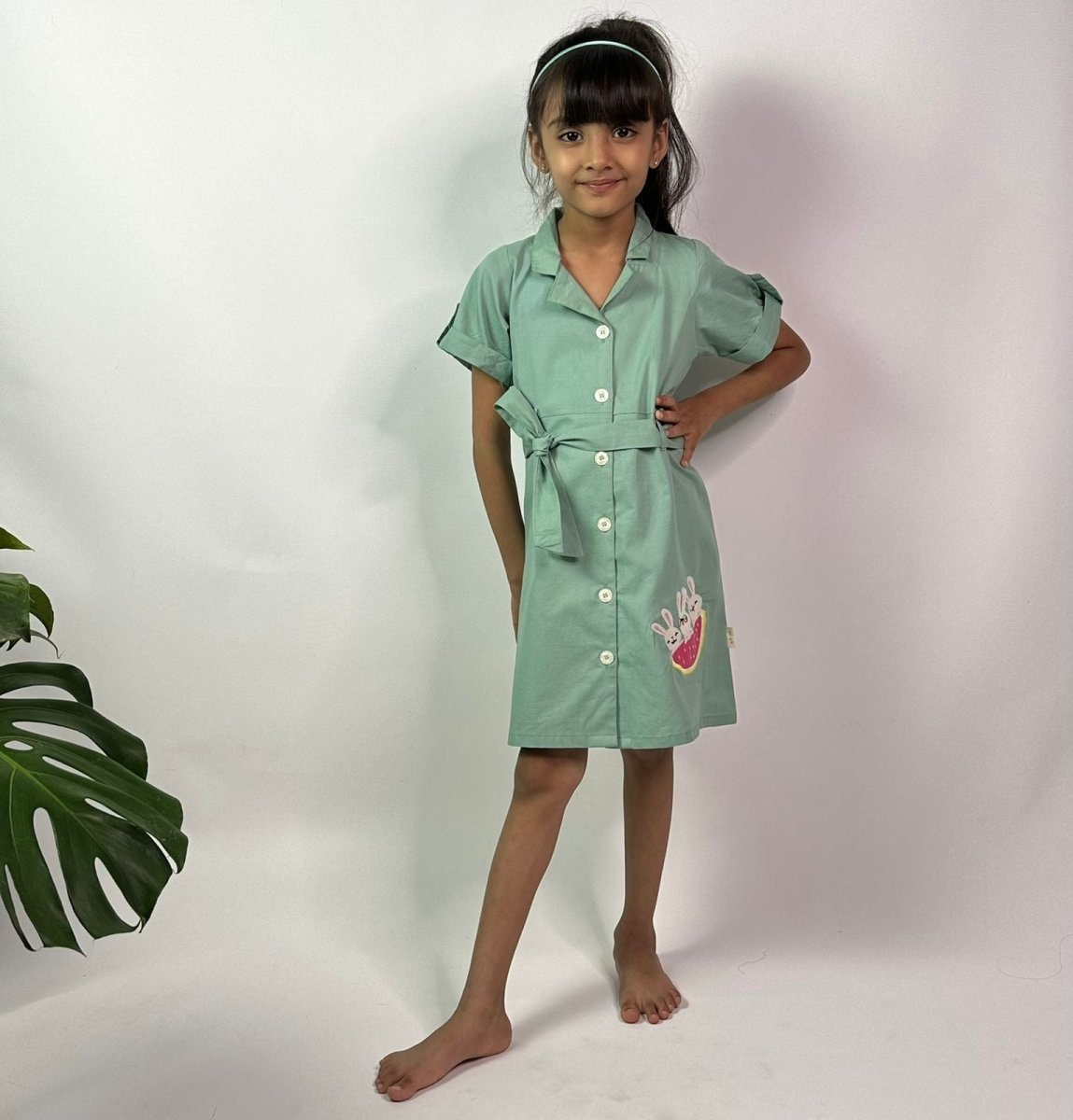 ArthLife Seafoam Green Watermelon Shirt Dress