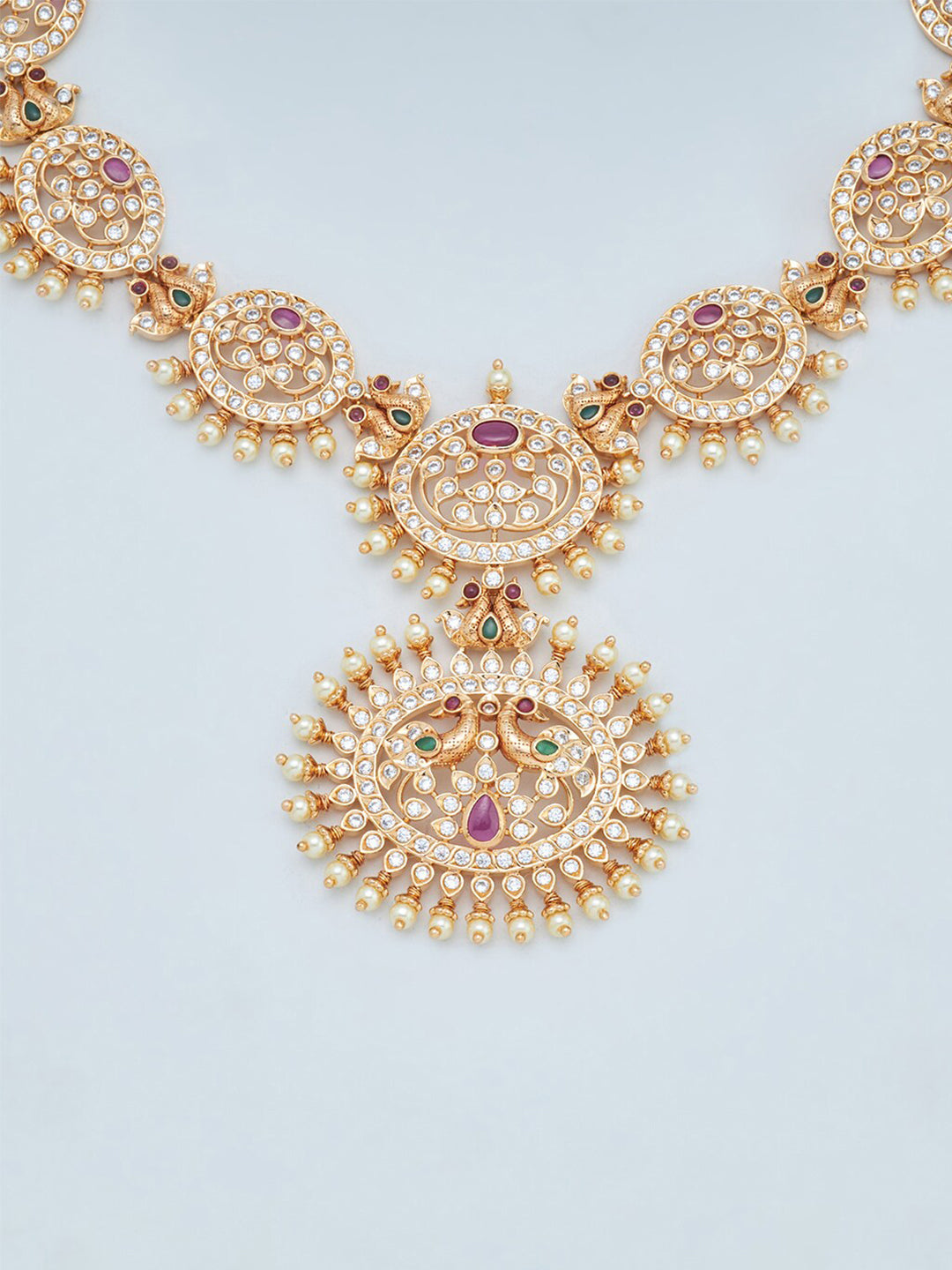 Kushal's Fashion Jewellery Gold-Polished Stone Studded Jewellery Set