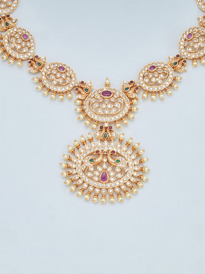 Kushal's Fashion Jewellery Gold-Polished Stone Studded Jewellery Set