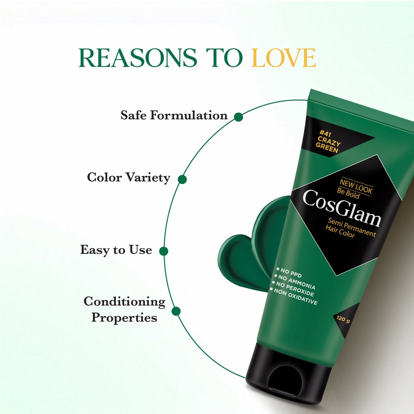 Cosglam Semi Permanent Hair Color for Women & Men (#41 Crazy Green)