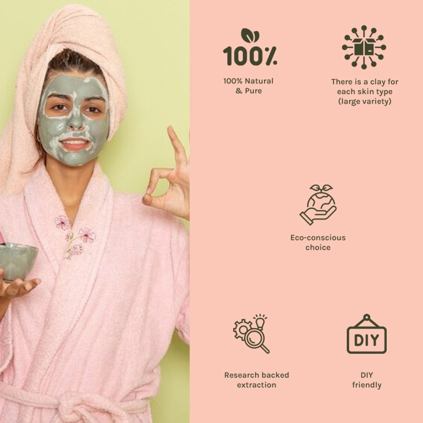 Tattvalogy Indian Bentonite Clay Powder - Detox Mask for Oily Skin, Acne and Deep Pore Cleansing