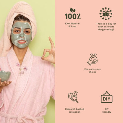 Tattvalogy Indian Bentonite Clay Powder - Detox Mask for Oily Skin, Acne and Deep Pore Cleansing