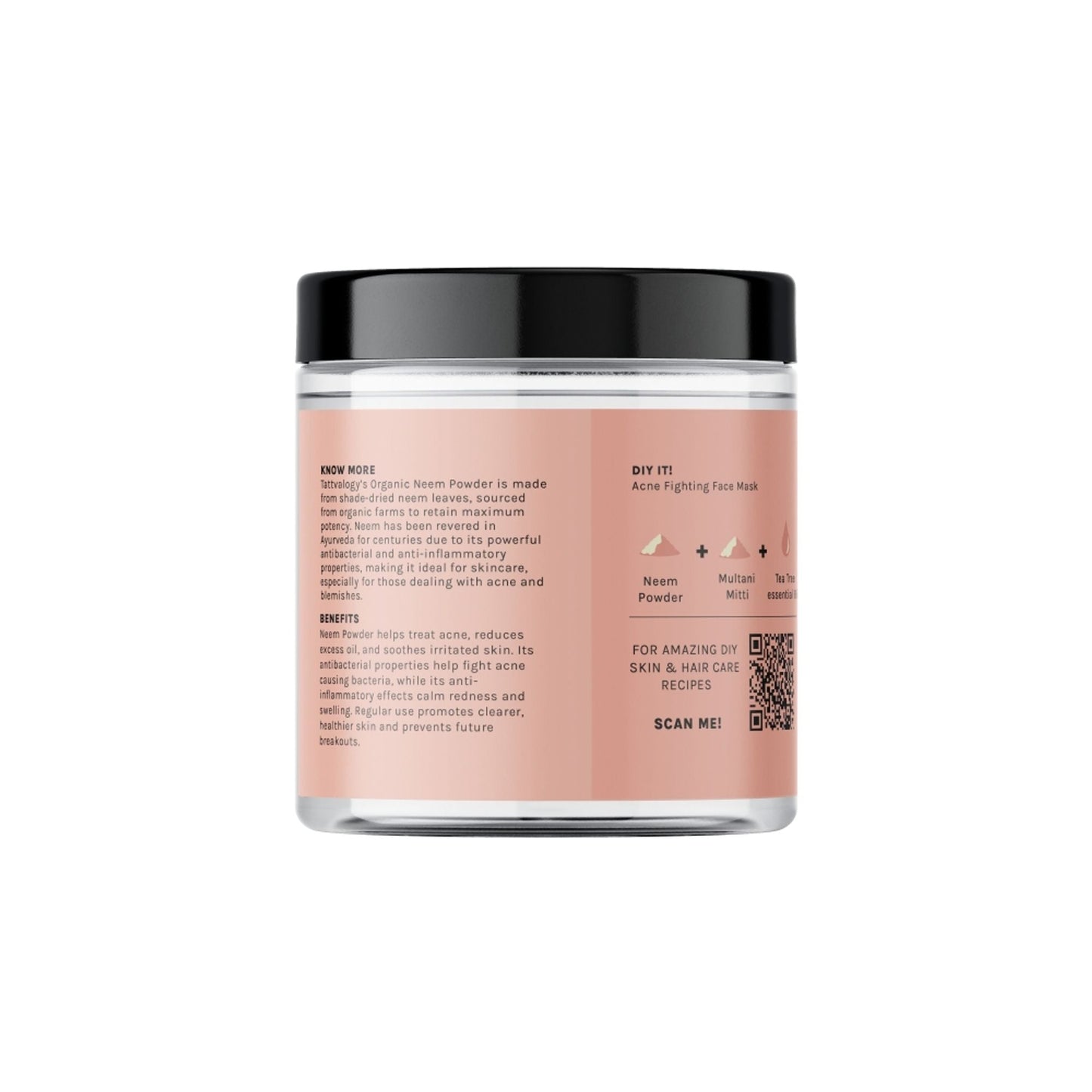 Tattvalogy Organic Neem Powder - Fights Acne & Dandruff, Purifying Face & Hair Mask for Healthy Skin