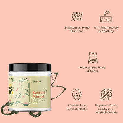 Tattvalogy Kasturi Manjal - Wild Turmeric Powder, Brightens Skin, Reduces Acne & Evens Skin Tone