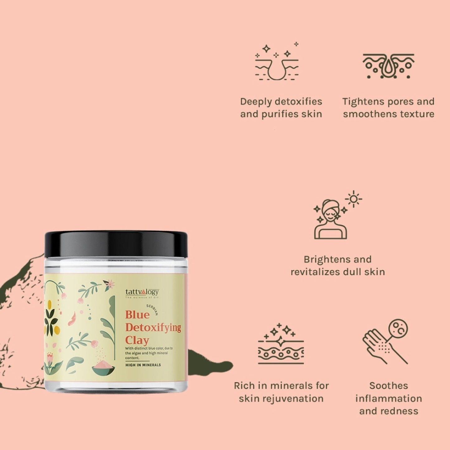 Tattvalogy Serbian Blue Clay - Detoxifies, Purifies Pores & Restores Glow for Balanced, Healthy Skin