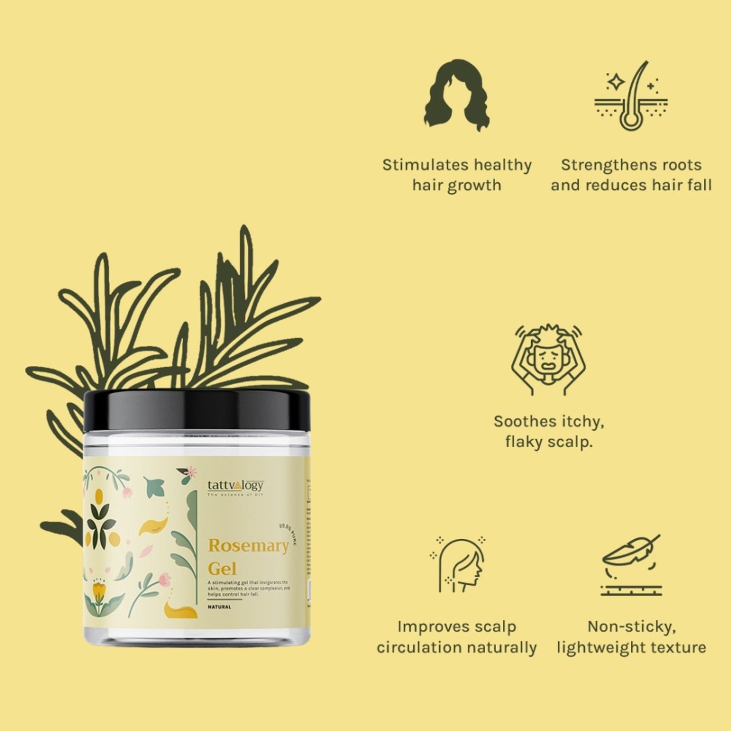 Tattvalogy Pure Rosemary Gel -Soothes Skin, Reduces Acne, Pigmentation for Clear Radiant Complexion