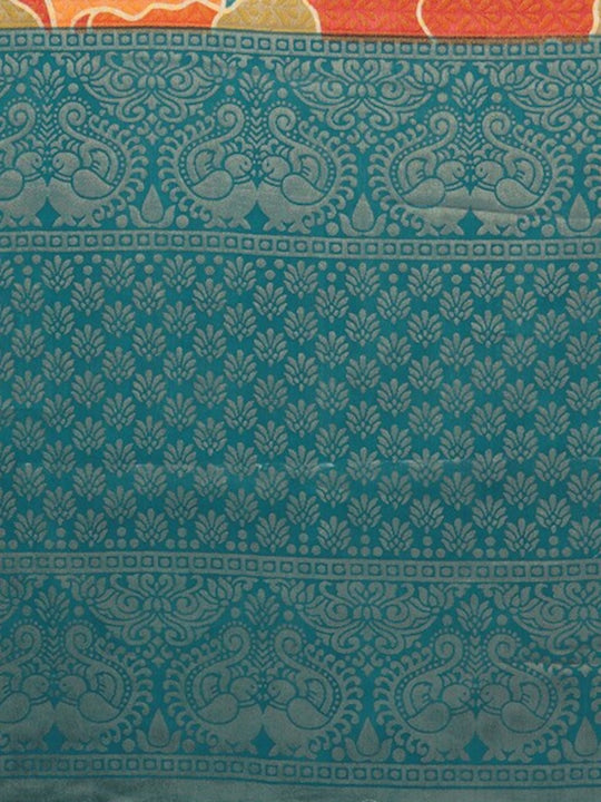 Fabmora Abstract Printed Zari Poly Chiffon Saree