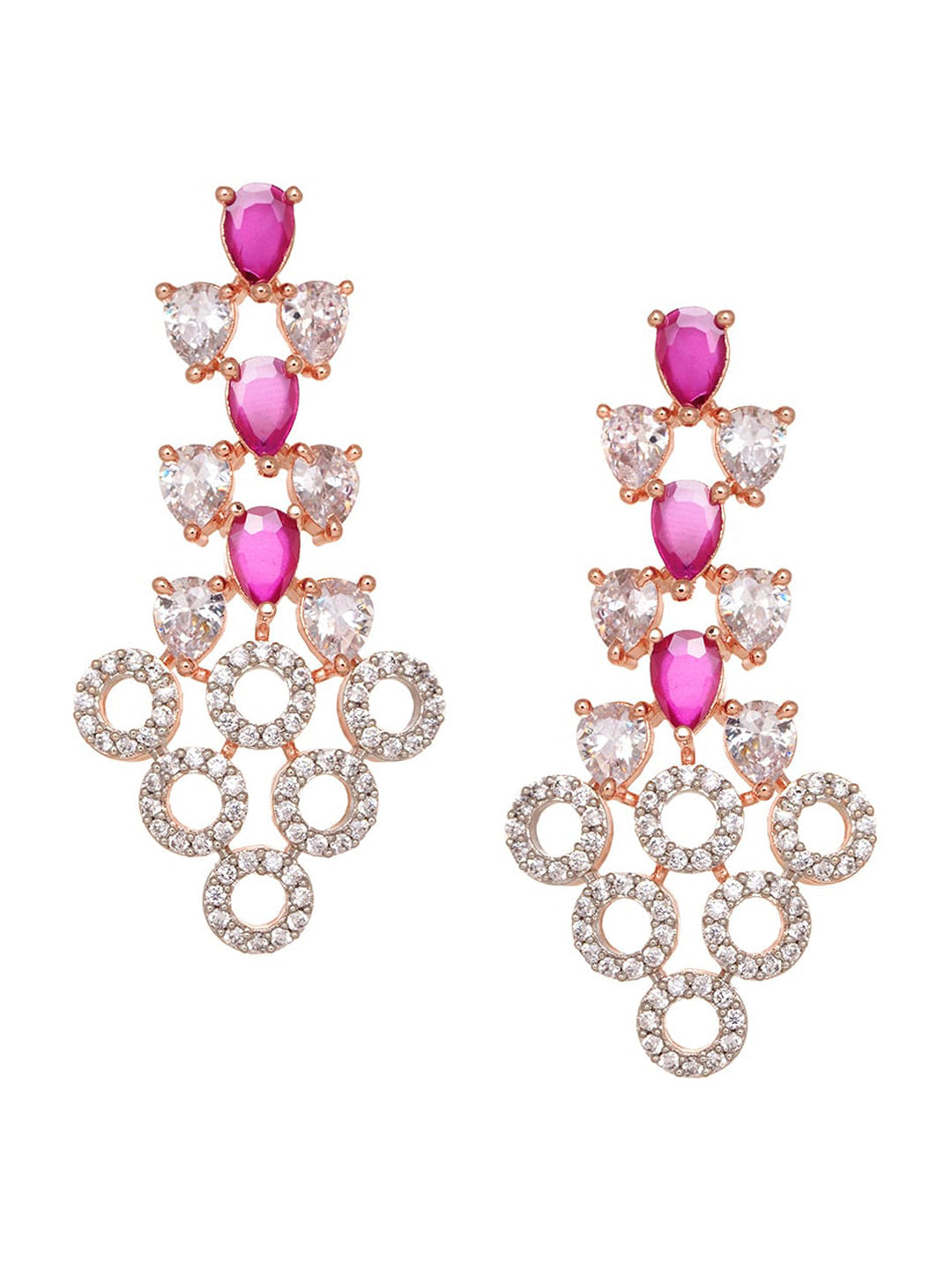 Saraf RS Jewellery Rose Gold-Polished Red AD-Studded Jewellery Set