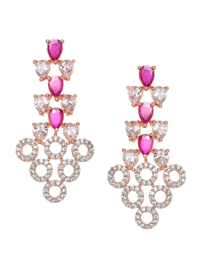 Saraf RS Jewellery Rose Gold-Polished Red AD-Studded Jewellery Set