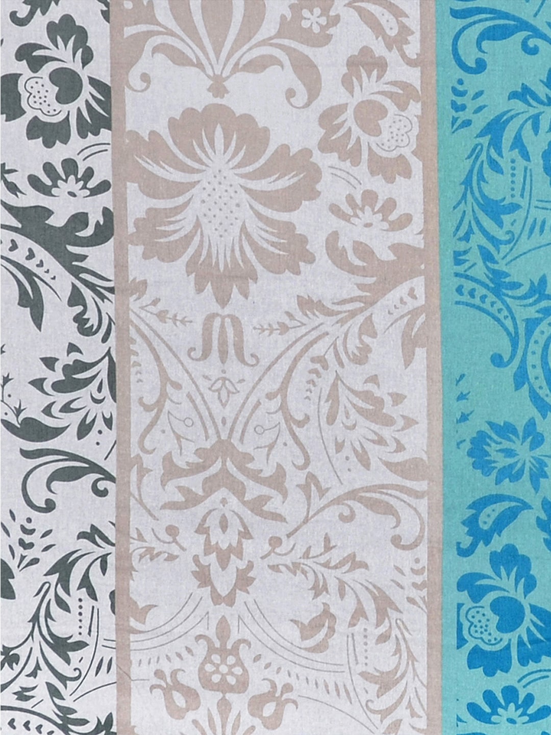 Divine Casa Blue & Grey Ethnic Motifs 120 TC Bedsheet with Pillow Covers