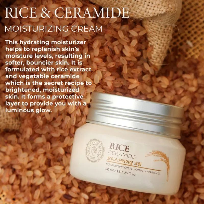 The Face Shop Rice & Ceramide Moisturizing Cream With Polyglutamic Acid - 50 ml
