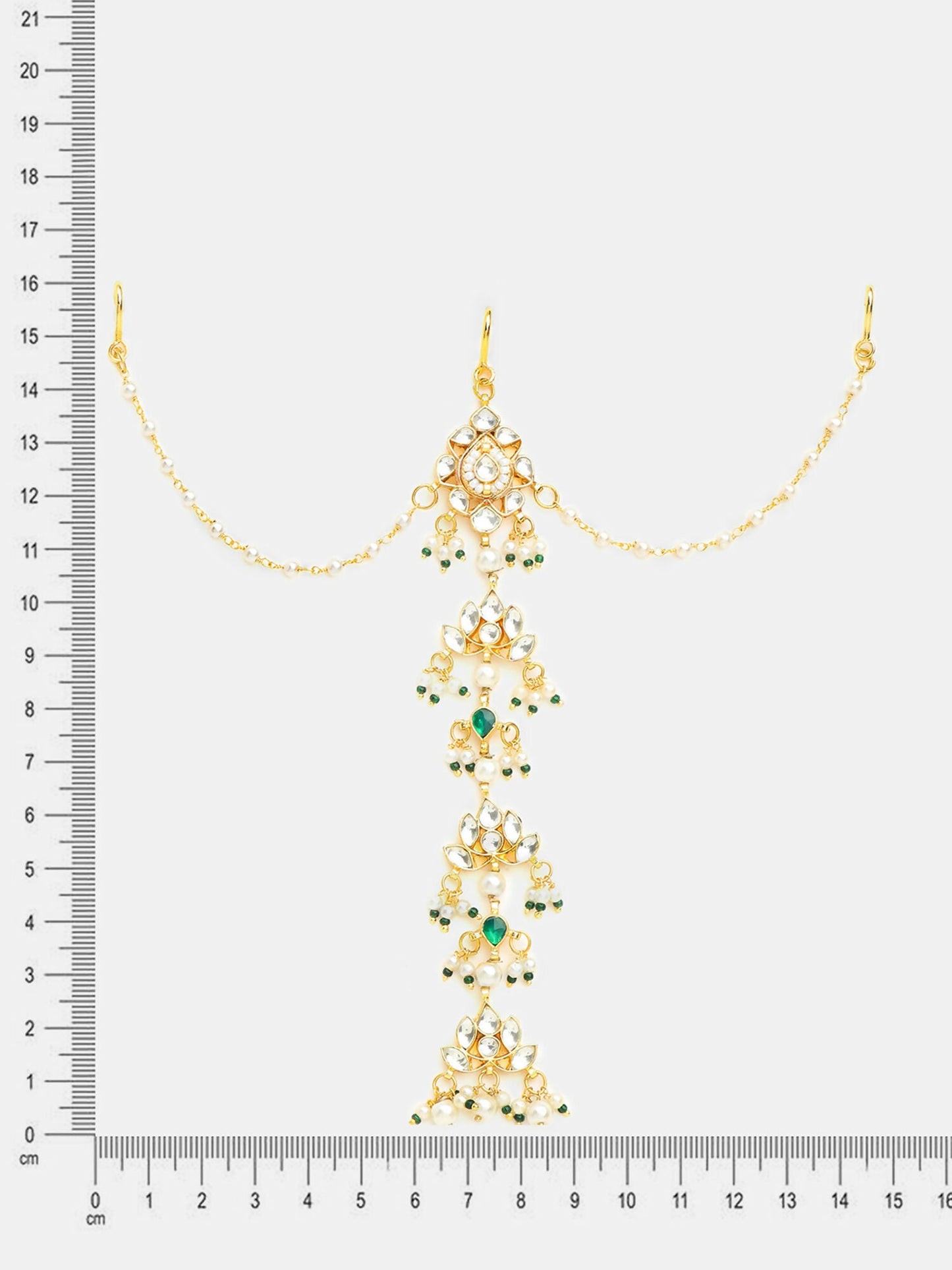 Ruby Raang Kundan And Pearl Hair Accessory